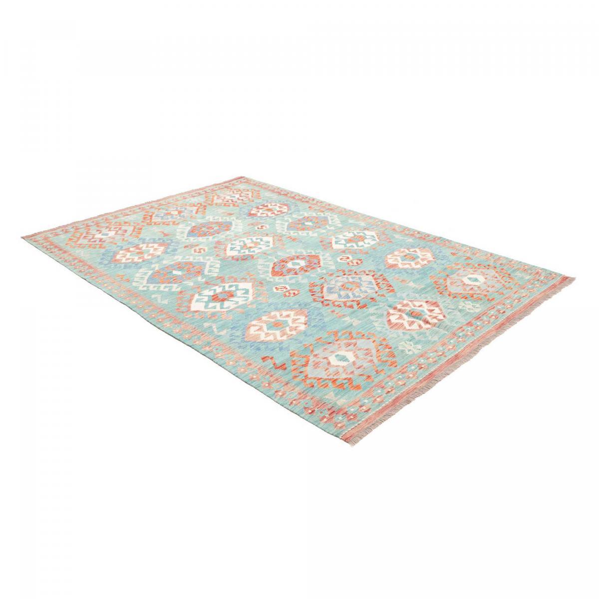 Tapis kilim géométrique, tissé à plat, en laine naturelle