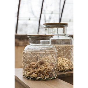 J-Line pot de conservation Tricot - verre/bois - transparent - large