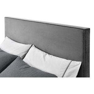 Structure de lit 140 x 190 cm en velours gris et noir MALARD