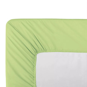 Drap housse b40 percale de coton uni vert La percale vert amande