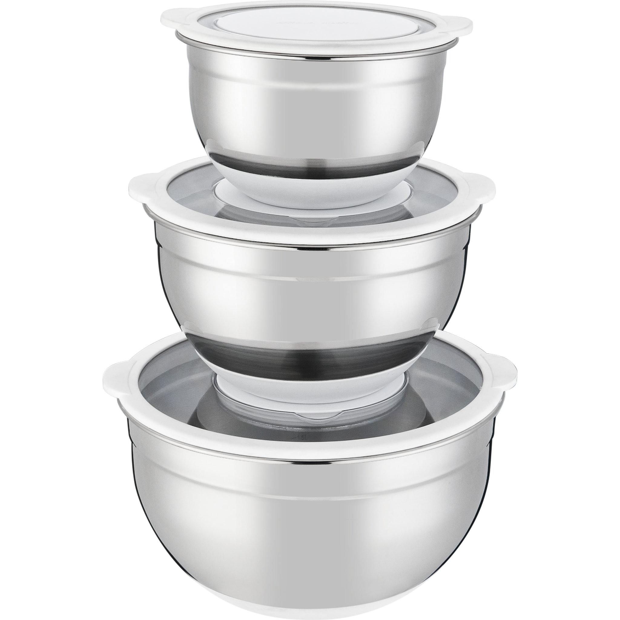 Set de 3 bols melangeurs inox blanc