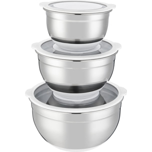 Set de 3 bols melangeurs inox blanc