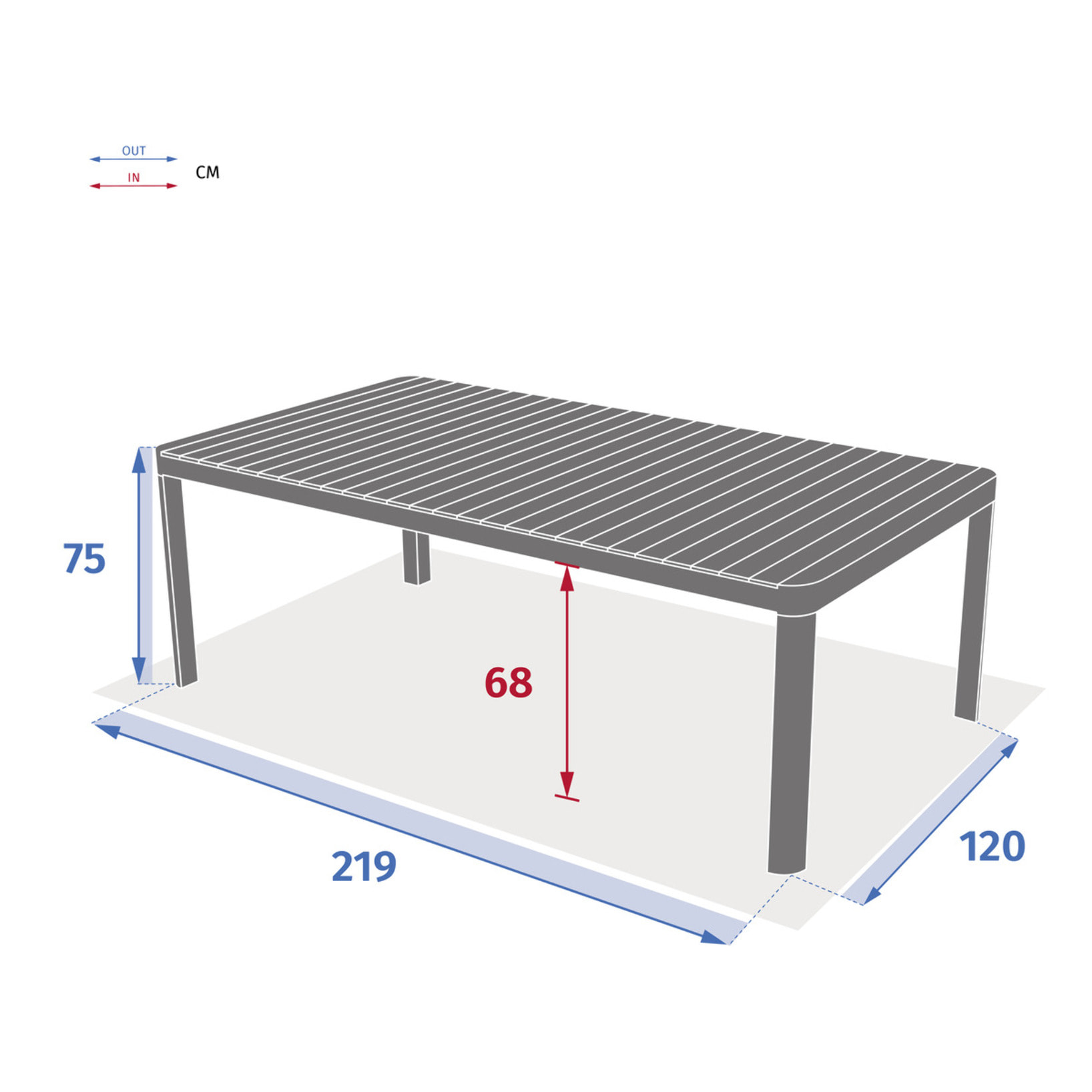 Table de jardin rectangulaire "Paradize" acacia en aluminium