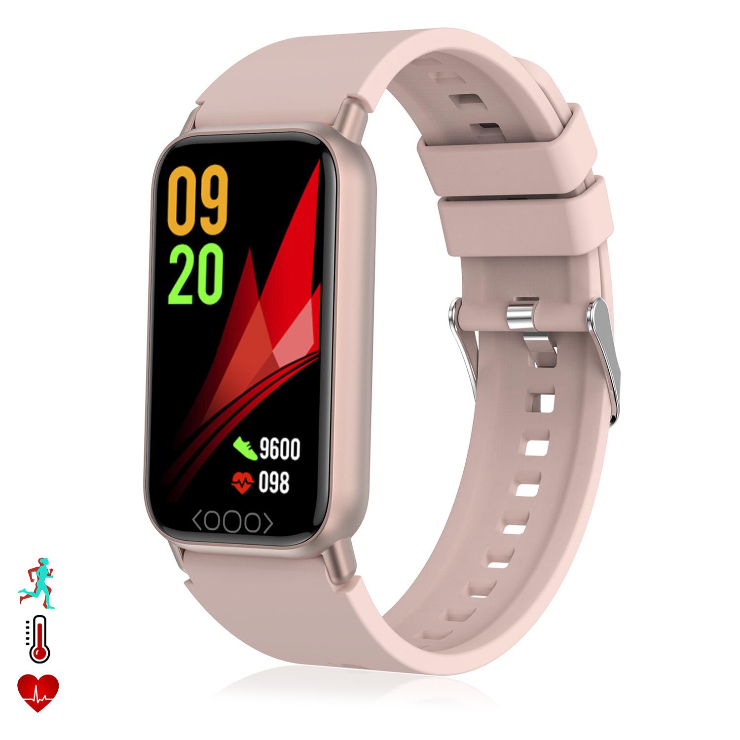 Bracciale intelligente TK72 con temperatura corporea; misuratore di glucosio, acido urico, cardiaco e pressione arteriosa.