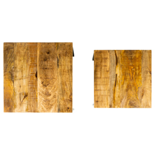 YORK - TAVOLINI QUADRATI GRANDI SET 1/2 MANGO E FERRO - misura 60X60X45