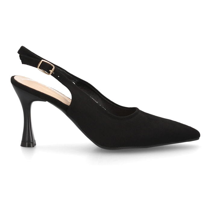 Zapato salón destalonado para mujer con tacón y punta fina