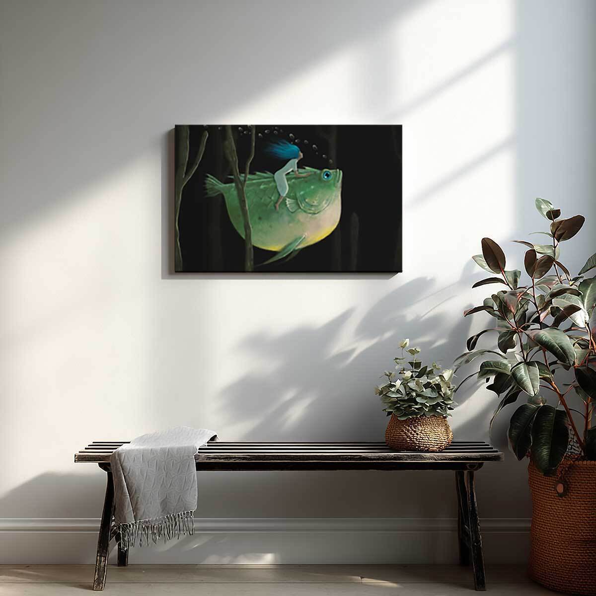 Tableau rêve aquatique à la monture poisson Toile imprimée