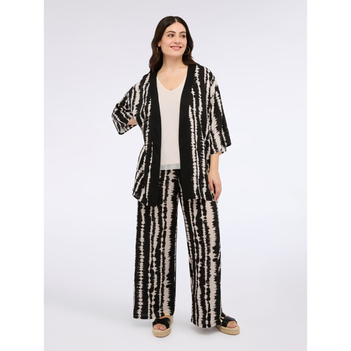 Fiorella Rubino - Kimono stampa tie dye - Nero