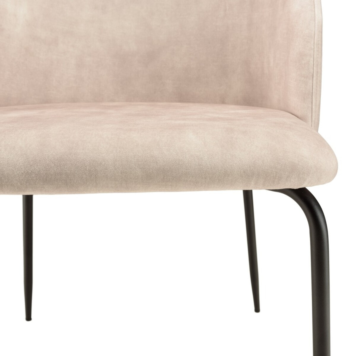 TOM - Lot de 2 chaises velours beige dossier enveloppant pieds acier