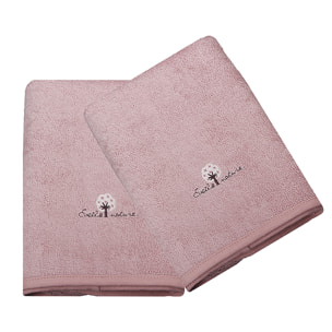 Lot de 2 Serviettes éponge 50X90 cm Coton bio-Bois de rose