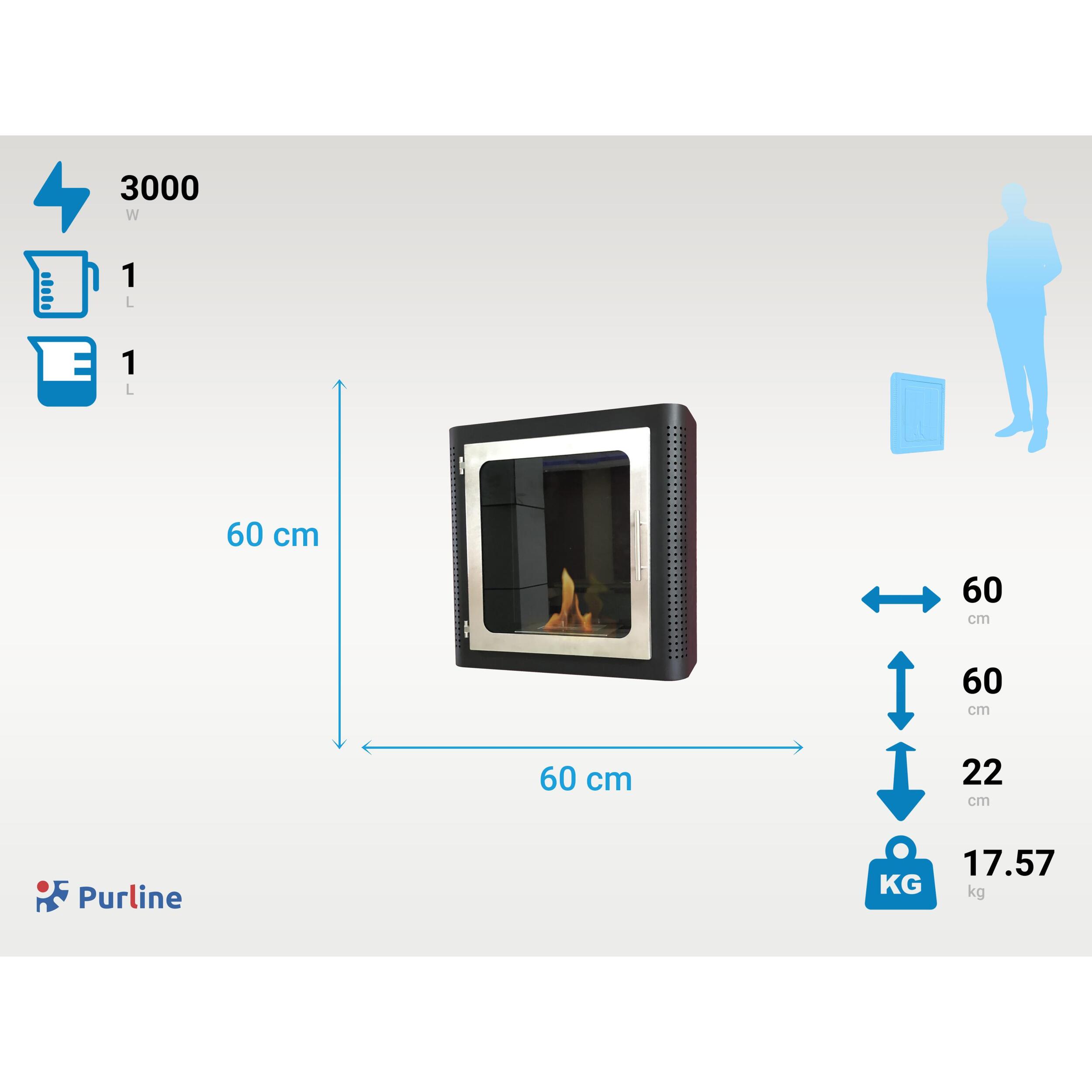 Cheminée à l'éthanol en acier noir