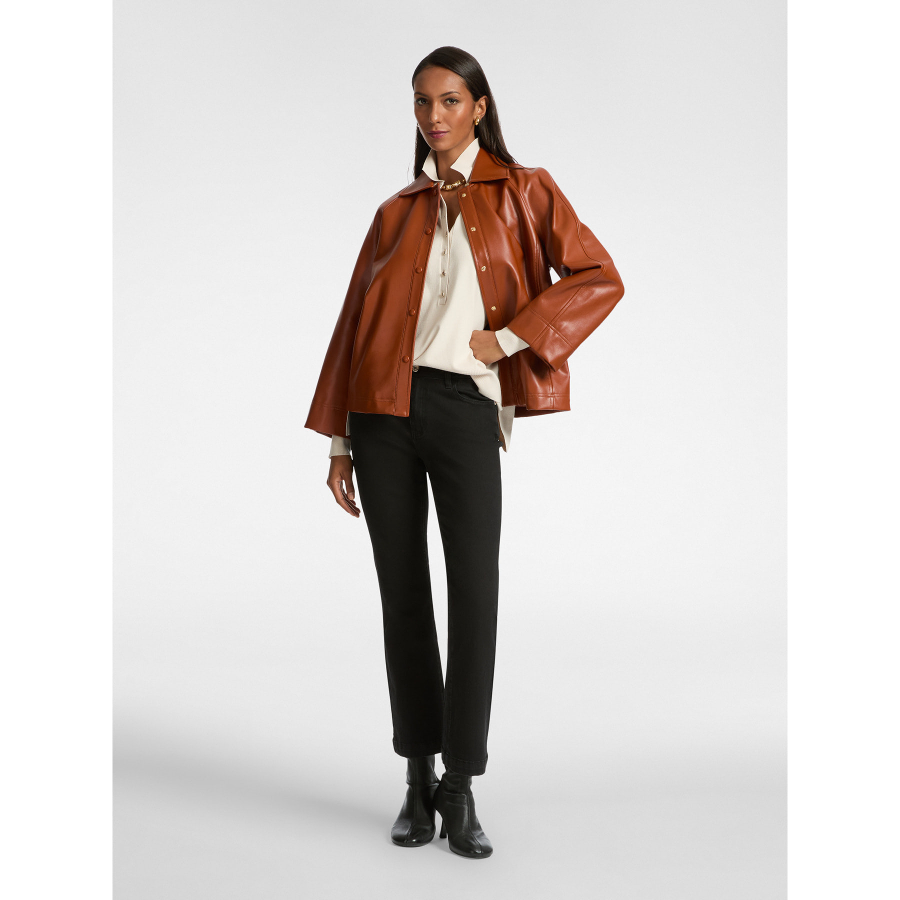 Elena Mirò - Vaqueros de 5 bolsillos, corte kick flare, "Florence" - Negro