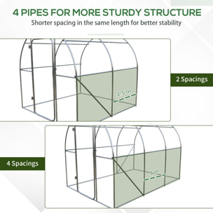 Serre de Jardin Tunnel 6 m² Acier galvanisé renforcé diamètre 2,5 cm + PE Haute densité fenêtres Porte Vert