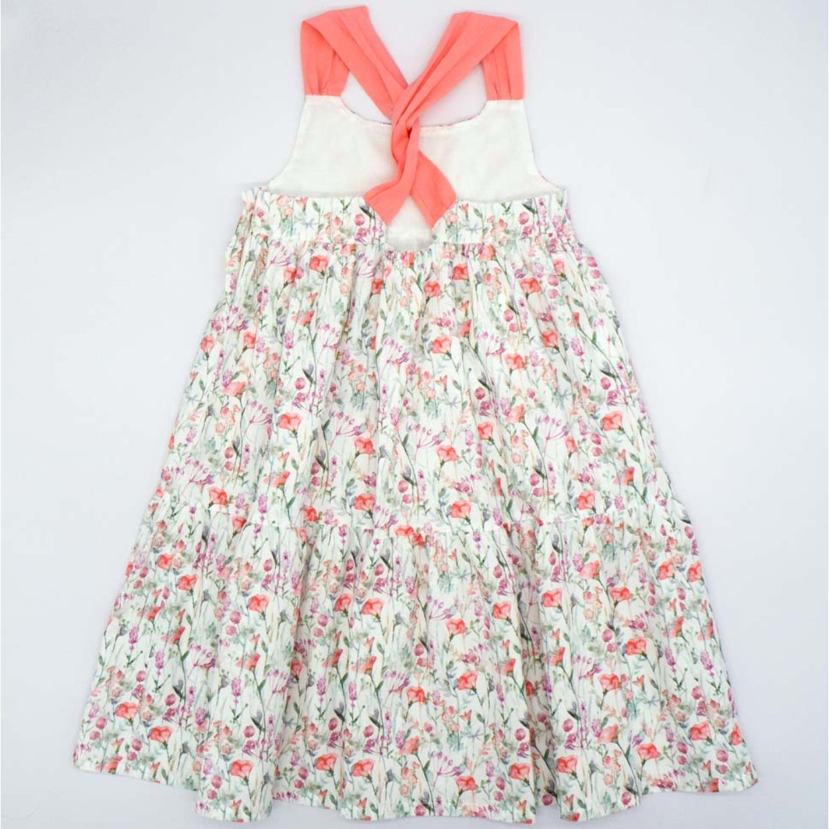 VESTIDO MIDI DE TIRANTES FLOR ROSA