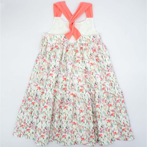 VESTIDO MIDI DE TIRANTES FLOR ROSA