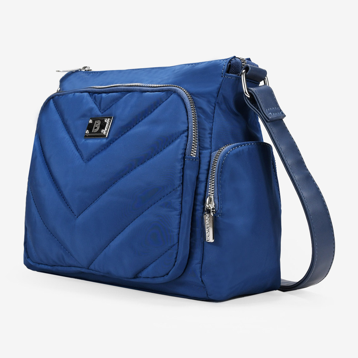 Bolso bandolera azul con bolsillos