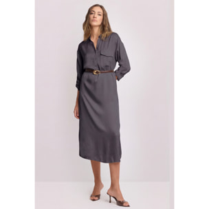 Kocca - Abito chemisier lungo Donna, Tinta unita, Scollo a V