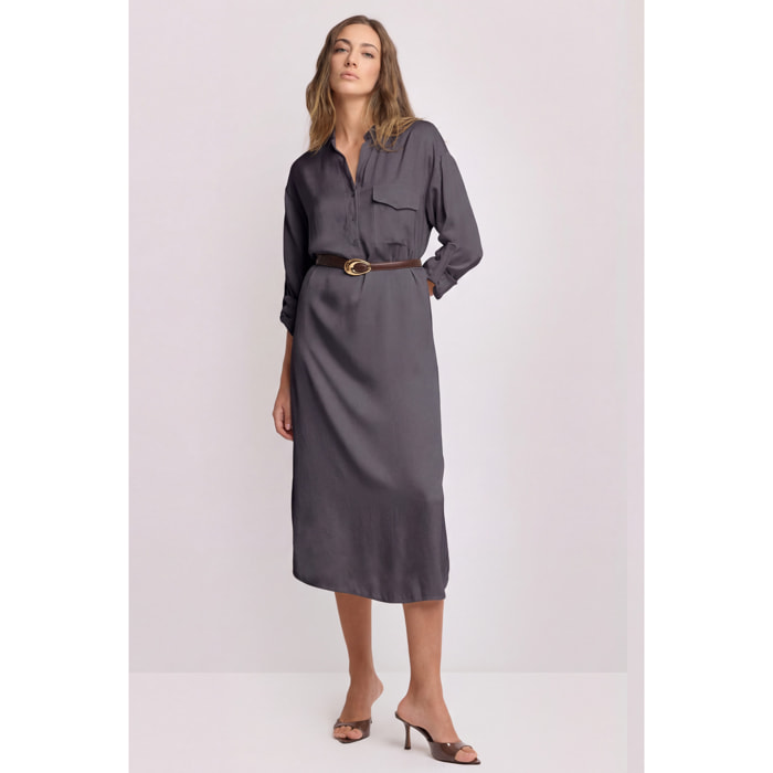 Kocca - Abito chemisier lungo Donna, Tinta unita, Scollo a V
