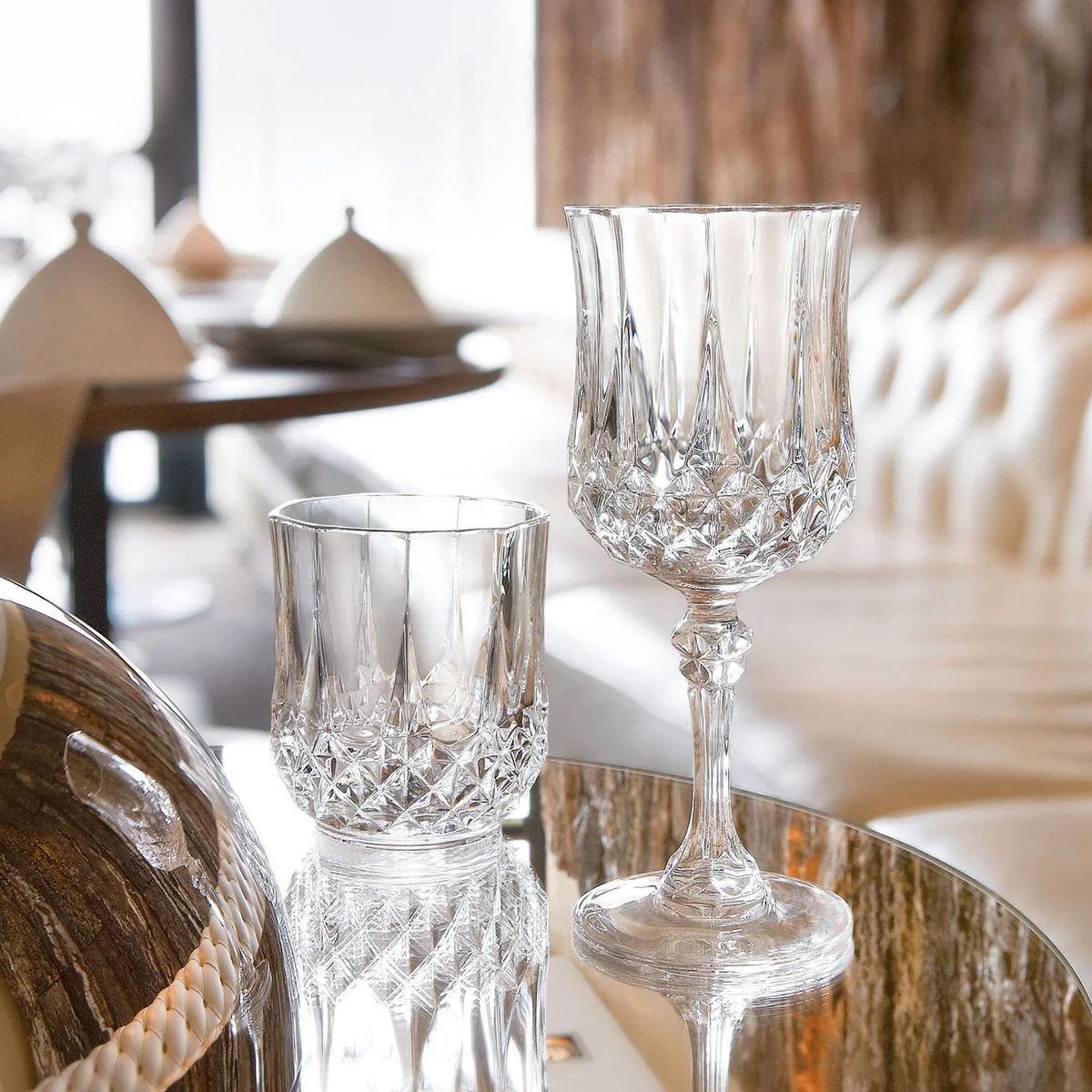 6 verres à eau vintage 32cl Longchamp - Cristal d'Arques - Verre ultra transparent au design vintage