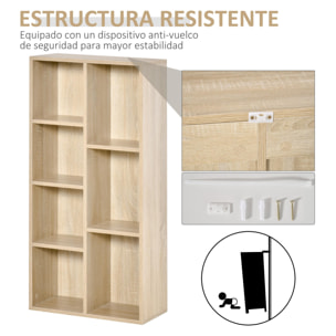 Estantería para Libros Librería de Madera con 7 Compartimentos de Almacenaje Plantas Archivos para Sala de Estar Dormitorio Oficina 50x24x106 cm Roble