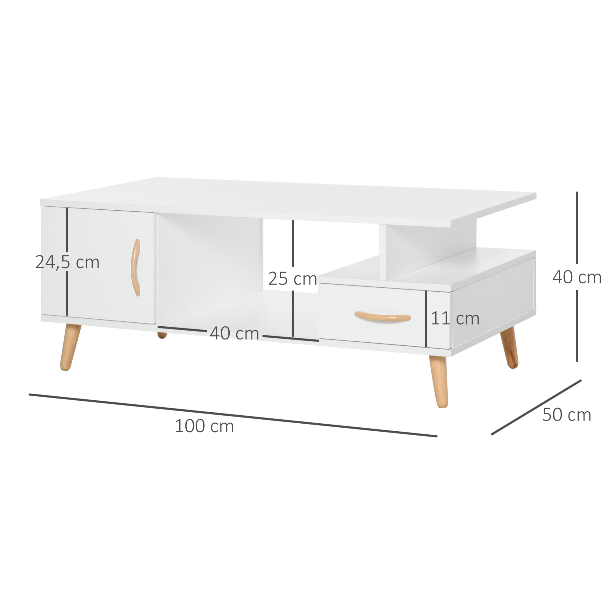 Table basse rectangulaire design scandinave blanc