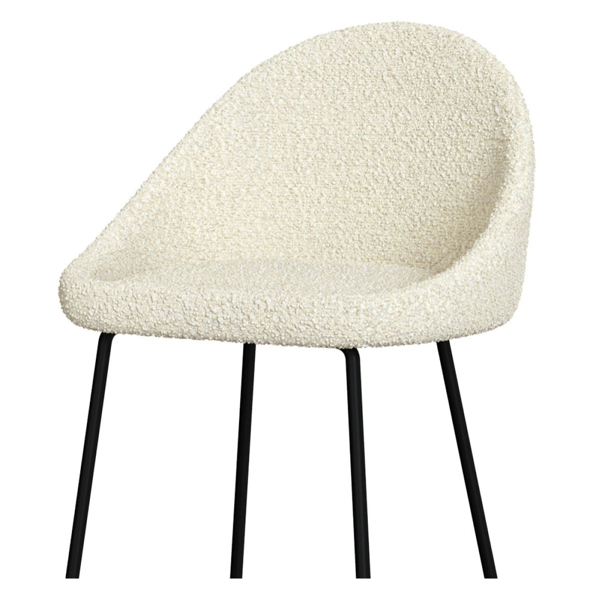 Lot de 2 chaises de bar en tissu bouclette blanche 75 cm - Misty
