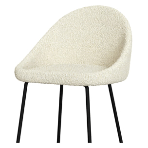 Lot de 2 chaises de bar en tissu bouclette blanche 75 cm - Misty