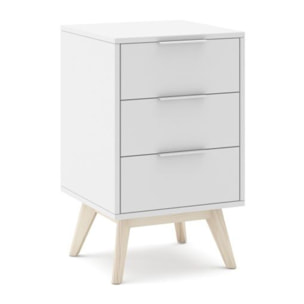 Mesita de noche Numa 3 cajones Blanco - Oak Soft