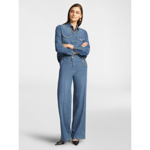Elena Mirò - Camisa vaquera con collar - Azul