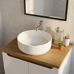 Mood vasque à poser ronde 36 x 36 cm blanc mat sans trou pour robinet ni trop-plein (SATM3636MW)