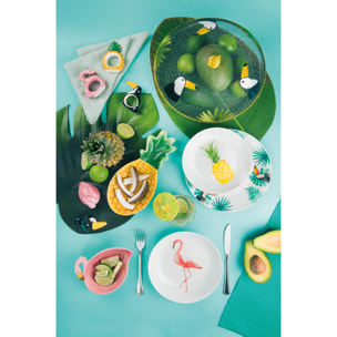 Service de table 18 pièces Excelsa – Tropical, Porcelaine Multicolore