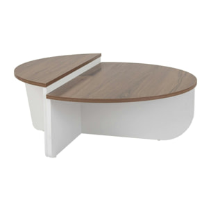 Table basse moderne plateau effet noyer - 2 hauteurs MARFA