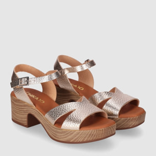 Sandalias de Piel - Platino - Tacón: 4 cm