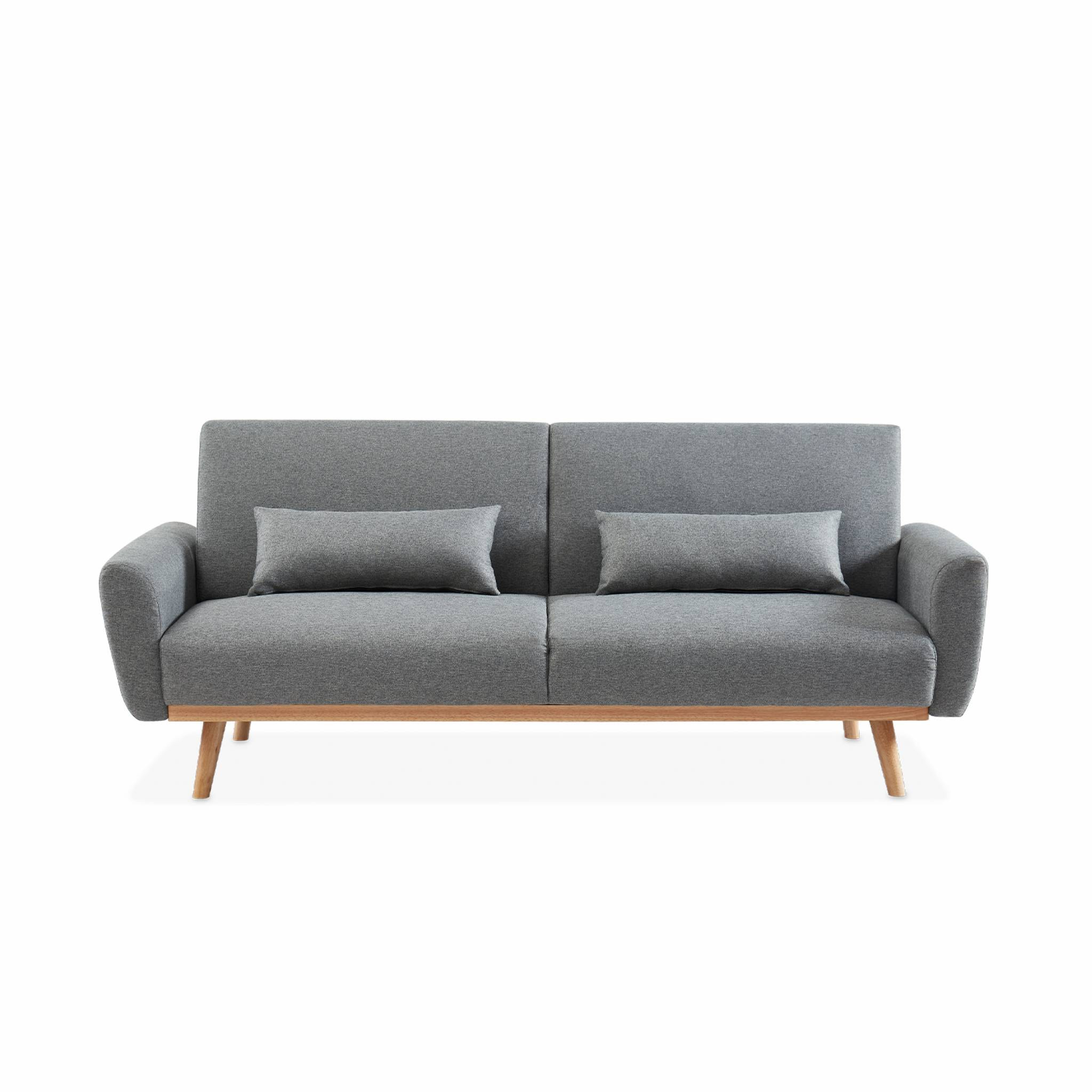 Canapé convertible design en tissu - Oskar - 2 - 3 places scandinave droit avec pieds bois