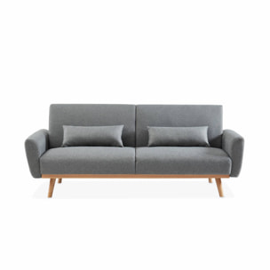 Canapé convertible design en tissu - Oskar - 2 - 3 places scandinave droit avec pieds bois