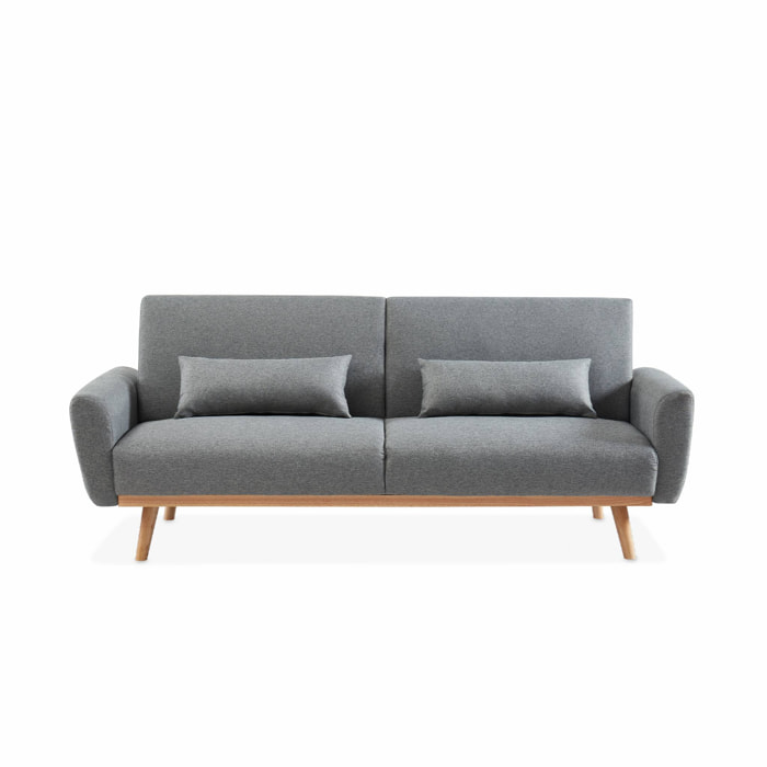 Canapé convertible design en tissu - Oskar - 2 - 3 places scandinave droit avec pieds bois