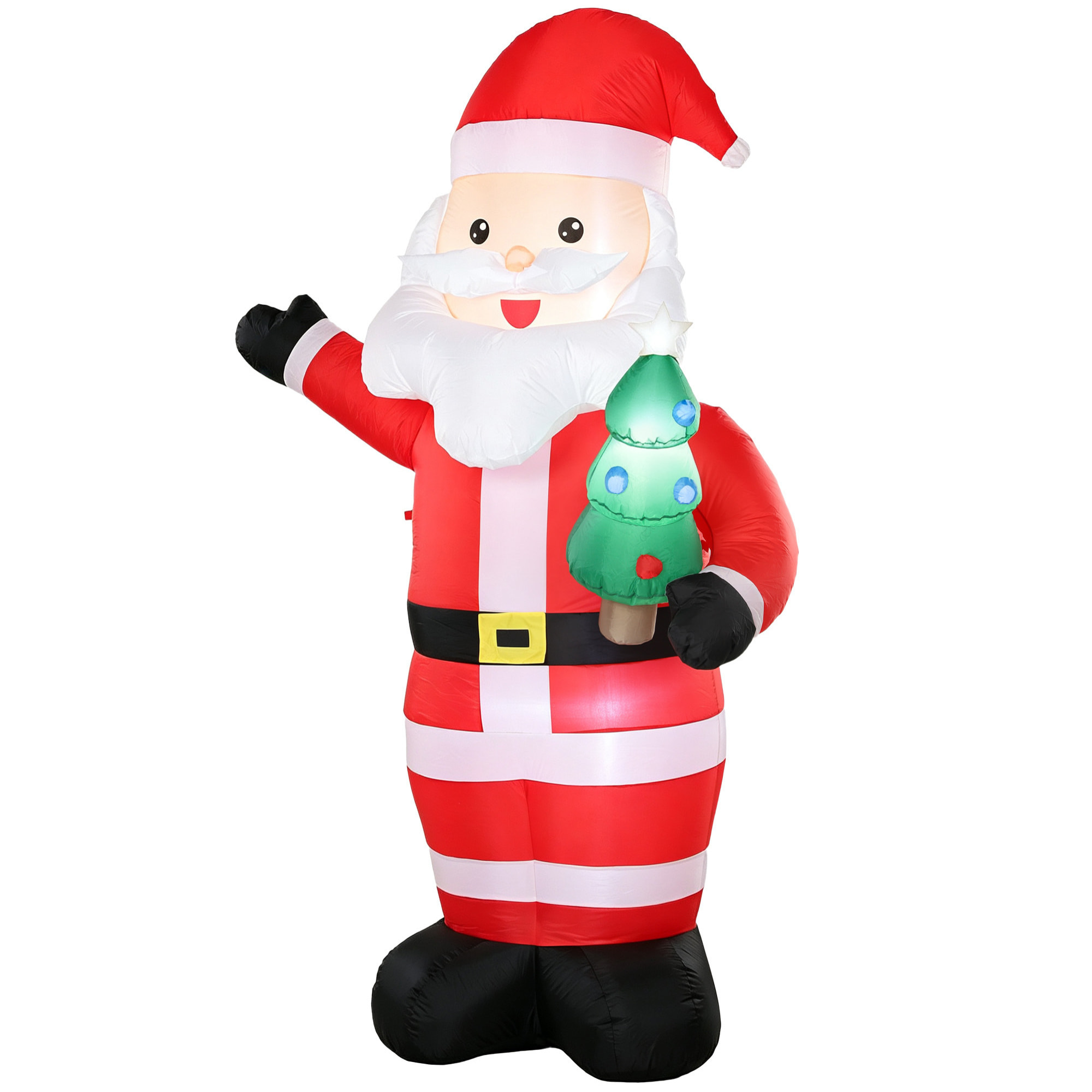 Père Noël gonflable LED 2,4H m avec mini sapin polyester imperméable rouge