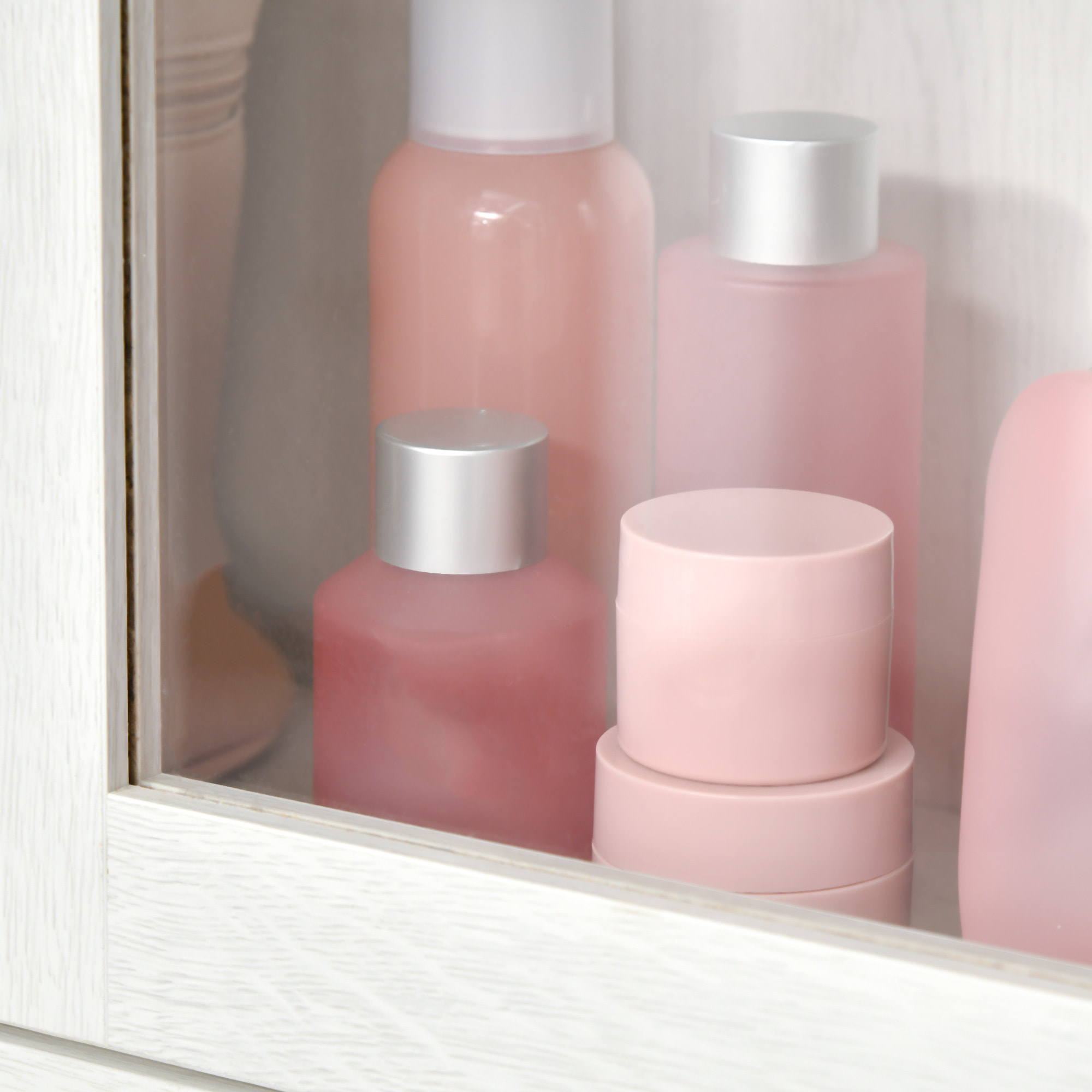 Armario de Baño de Pared con 2 Puertas de Vidrio Estante Ajustable 60x19,5x54 cm