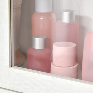 Armario de Baño de Pared con 2 Puertas de Vidrio Estante Ajustable 60x19,5x54 cm