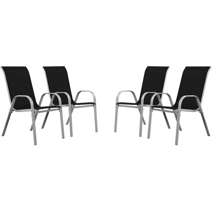 Fauteuil jardin Textilène "Cordoba" - Phoenix - Noir - Lot de 4