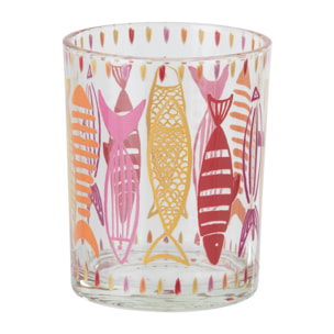 J-Line Photophore Poisson - verre - rose/orange - medium
