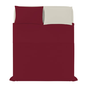 COMPLETO LETTO NATURAL COLOR, 100% Cotone, Made in Italy - BORDEAUX/PANNA