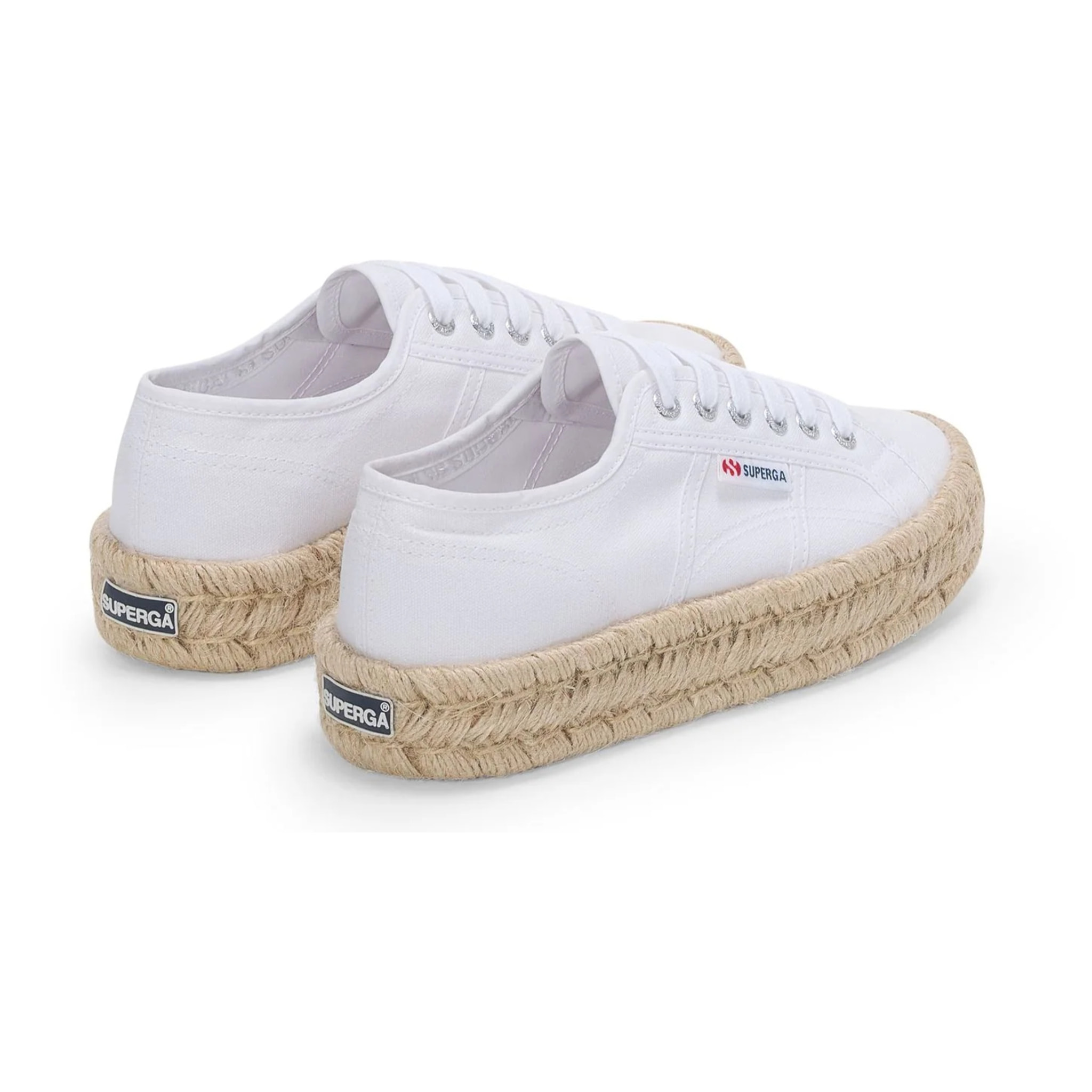 Superga - Zapatos de mujer Mujer Blanco - 2740 PLATFORM COTTON STONE WASH ROPE