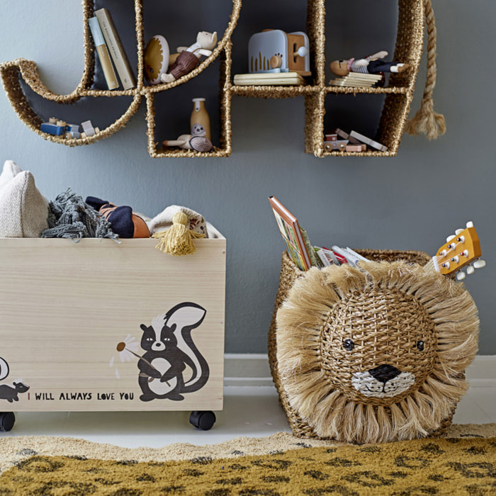 Harrison - Panier forme lion en fibre naturelle : Couleur - Naturel.