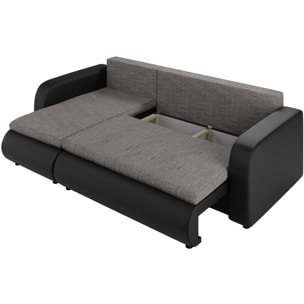 Canapé d'angle Gauche convertible "Brooklyn" - 246 x 150 x 82 cm - 3 Places - Gris Noir