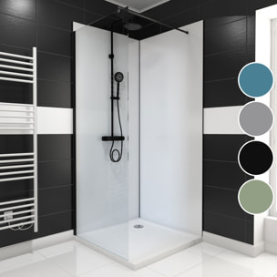 Pack de 2 Panneaux Muraux Aluminium BLANC 90+90x210 cm avec Profilés NOIR MAT - WALL'IT