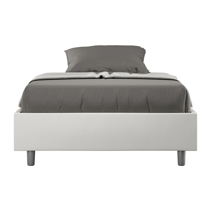 Letto una piazza e mezza senza rete imbottito 120x210 similpelle bianco Azelia