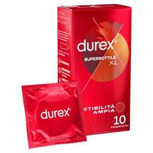 Preservativi Durex Supersottile XL Extra Large con Forma Easy On - Confezione da 10 Profilattici