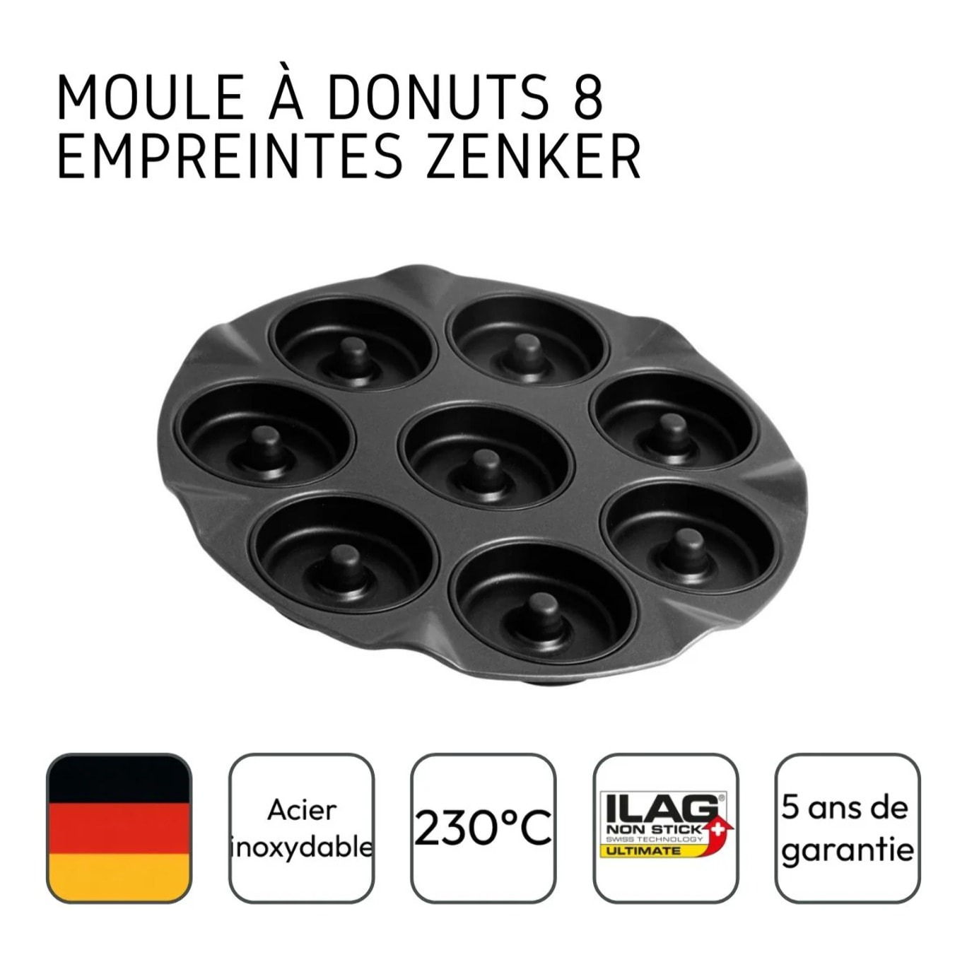 Moule pour 8 beignets au four 33 Zenker Black Metallic