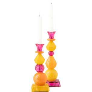 J-Line Chandelier - verre - orange/rose - large